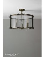 Laura Ashley Harrington 3lt Semi-Flush Antique Brass & Glass - Image 5