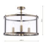 Laura Ashley Harrington 3lt Semi-Flush Antique Brass & Glass - Image 6