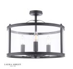 Laura Ashley Harrington 3lt Semi-Flush Matt Black & Glass