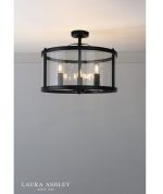 Laura Ashley Harrington 3lt Semi-Flush Matt Black & Glass - Image 3