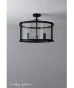 Laura Ashley Harrington 3lt Semi-Flush Matt Black & Glass - Image 4