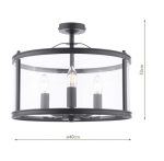 Laura Ashley Harrington 3lt Semi-Flush Matt Black & Glass - Image 5