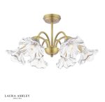 Laura Ashley Kerswell 6lt Semi-Flush Matt Antique Brass & Glass