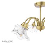 Laura Ashley Kerswell 6lt Semi-Flush Matt Antique Brass & Glass - Image 4