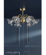 Laura Ashley Kerswell 6lt Semi-Flush Matt Antique Brass & Glass - Image 7