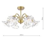 Laura Ashley Kerswell 6lt Semi-Flush Matt Antique Brass & Glass - Image 8