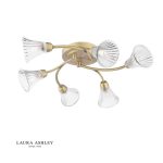 Laura Ashley Lanton 6lt Semi-Flush Matt Antique Brass & Ribbed Glass