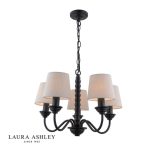 Laura Ashley Norbury 5lt Armed Pendant Matt Black With Shade