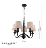Laura Ashley Norbury 5lt Armed Pendant Matt Black With Shade - Image 6