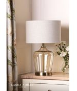 Laura Ashley Ockley Table Lamp Antique Brass & Champagne Glass With Shade - Image 5