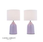 Laura Ashley Penny Table Lamp Purple Ceramic & Polished Chrome With Shade (Twin Pack)