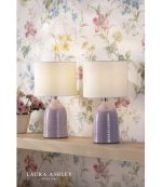 Laura Ashley Penny Table Lamp Purple Ceramic & Polished Chrome With Shade (Twin Pack) - Image 4