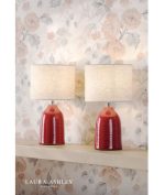 Laura Ashley Penny Table Lamp Red Ceramic & Polished Chrome With Shade (Twin Pack) - Image 4