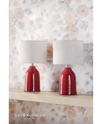 Laura Ashley Penny Table Lamp Red Ceramic & Polished Chrome With Shade (Twin Pack) - Image 5