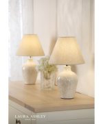 Laura Ashley Pussywillow Table Lamp Cream Ceramic & Polished Chrome With Shade (Twin Pack) - Image 4