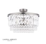 Laura Ashley Rhosill 3lt Semi-Flush Crystal & Aged Pewter
