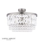 Laura Ashley Rhosill 3lt Semi-Flush Crystal & Aged Pewter