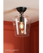 Laura Ashley Ockley Semi-Flush Matt Black & Glass - Image 4