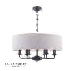 Laura Ashley Sorrento 6lt Shadelier Matt Black With Natural Shade