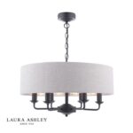 Laura Ashley Sorrento 6lt Shadelier Matt Black With Natural Shade