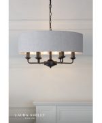 Laura Ashley Sorrento 6lt Shadelier Matt Black With Natural Shade - Image 4
