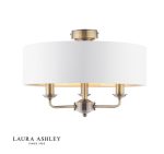 Laura Ashley Sorrento 3lt Semi-Flush Antique Brass With Ivory Shade