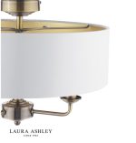 Laura Ashley Sorrento 3lt Semi-Flush Antique Brass With Ivory Shade - Image 2