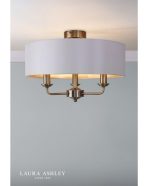 Laura Ashley Sorrento 3lt Semi-Flush Antique Brass With Ivory Shade - Image 4