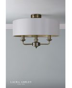 Laura Ashley Sorrento 3lt Semi-Flush Antique Brass With Ivory Shade - Image 5