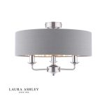 Laura Ashley Sorrento 3lt Semi-Flush Polished Nickel With Charcoal Shade