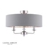 Laura Ashley Sorrento 3lt Semi-Flush Polished Nickel With Charcoal Shade