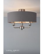 Laura Ashley Sorrento 3lt Semi-Flush Polished Nickel With Charcoal Shade - Image 4