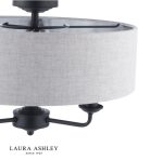 Laura Ashley Sorrento 3lt Semi-Flush Matt Black With Natural Shade - Image 2