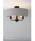 Laura Ashley Sorrento 3lt Semi-Flush Matt Black With Natural Shade - Image 4