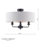 Laura Ashley Sorrento 3lt Semi-Flush Matt Black With Natural Shade - Image 5