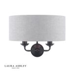 Laura Ashley Sorrento 2lt Wall Light Matt Black With Natural Shade