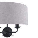 Laura Ashley Sorrento 2lt Wall Light Matt Black With Natural Shade - Image 2