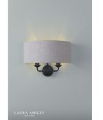 Laura Ashley Sorrento 2lt Wall Light Matt Black With Natural Shade - Image 4
