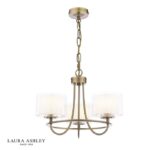 Laura Ashley Southwell 3lt Armed Pendant Antique Brass & Opal Glass