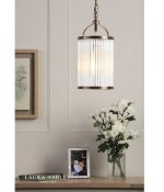 Laura Ashley Sutton Pendant Matt Antique Brass & Ribbed Glass - Image 4