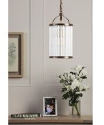 Laura Ashley Sutton Pendant Matt Antique Brass & Ribbed Glass - Image 5