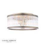 Laura Ashley Sutton 2lt Flush Matt Antique Brass & Ribbed Glass