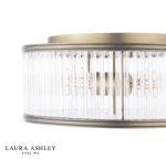 Laura Ashley Sutton 2lt Flush Matt Antique Brass & Ribbed Glass - Image 2