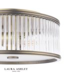 Laura Ashley Sutton 2lt Flush Matt Antique Brass & Ribbed Glass - Image 3