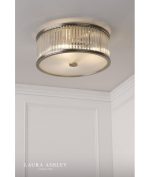 Laura Ashley Sutton 2lt Flush Matt Antique Brass & Ribbed Glass - Image 4