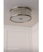 Laura Ashley Sutton 2lt Flush Matt Antique Brass & Ribbed Glass - Image 5