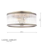 Laura Ashley Sutton 2lt Flush Matt Antique Brass & Ribbed Glass - Image 6