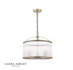 Laura Ashley Sutton 3lt Pendant Matt Antique Brass & Ribbed Glass