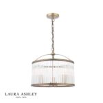 Laura Ashley Sutton 3lt Pendant Matt Antique Brass & Ribbed Glass
