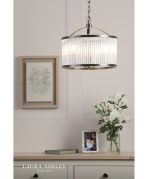 Laura Ashley Sutton 3lt Pendant Matt Antique Brass & Ribbed Glass - Image 4